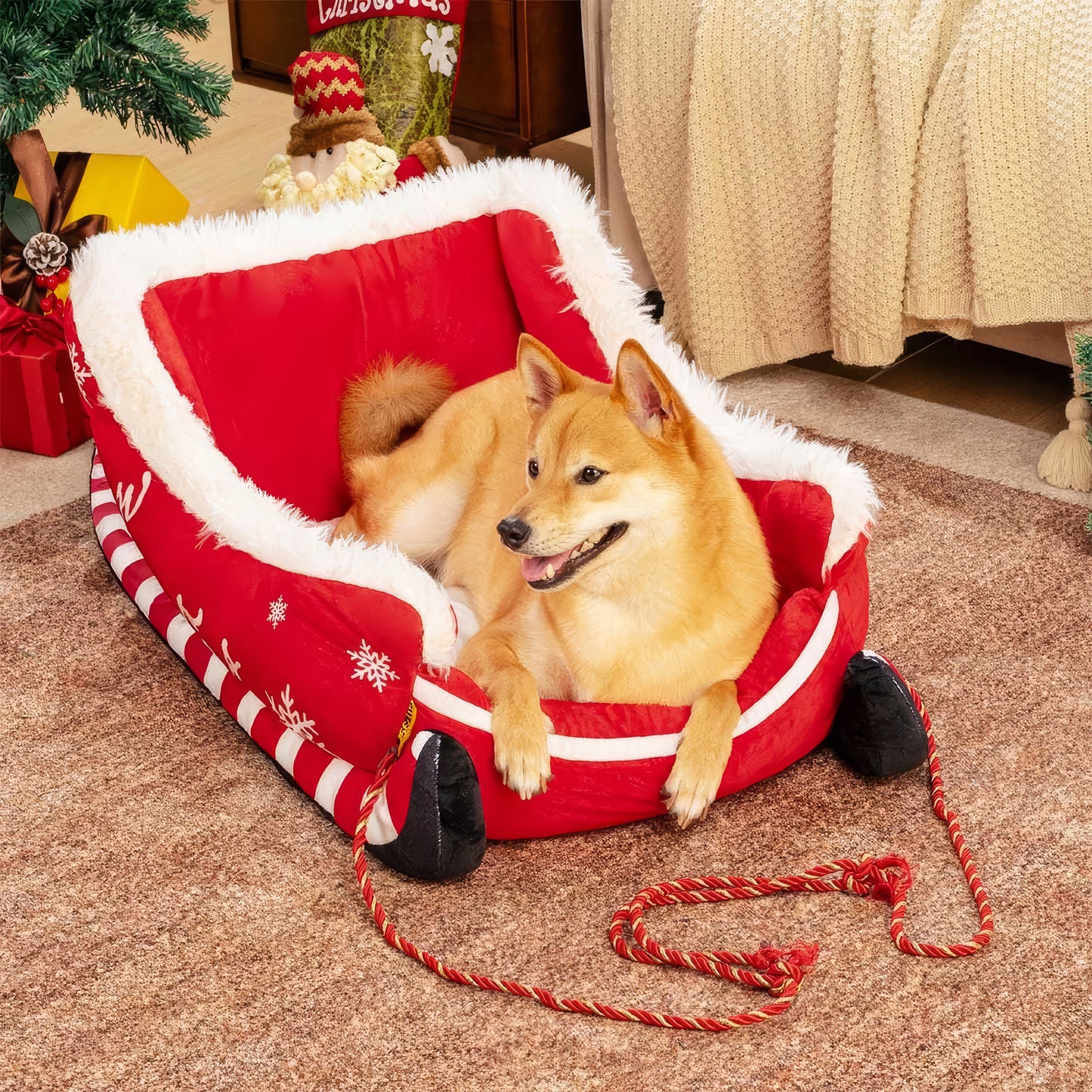 Cuccia  di peluche Festiva  Slitta di Natale