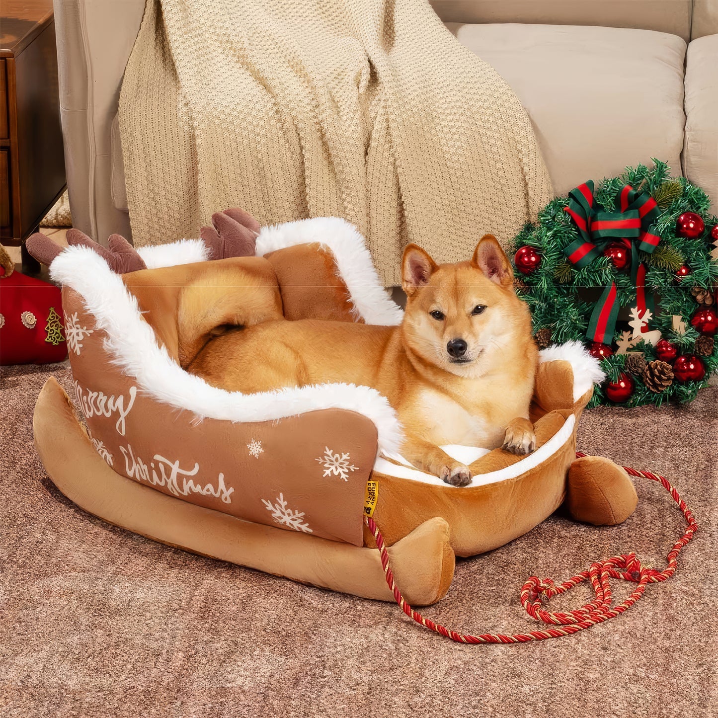 Cuccia  di peluche Festiva  Slitta di Natale