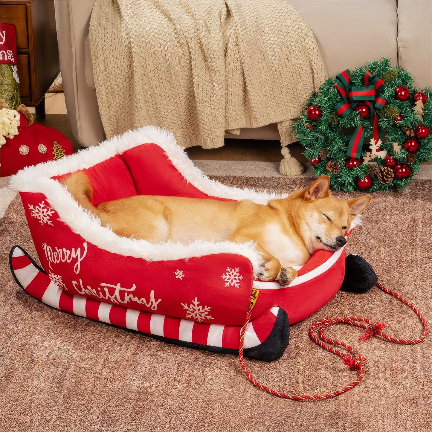 Cuccia  di peluche Festiva  Slitta di Natale