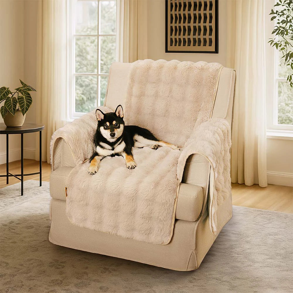 Copridivano Protettivo Pezzo Unico, Morbido con Effetto Peluche, Impermeabile