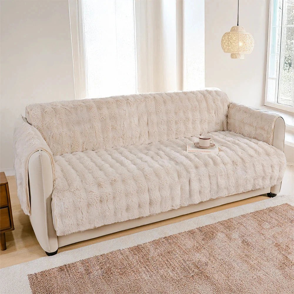 Copridivano Protettivo Pezzo Unico, Morbido con Effetto Peluche, Impermeabile