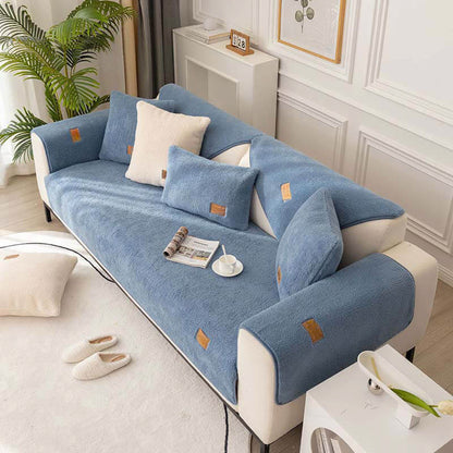 Water-Resistant Plush Faux Sherpa Anti-Slip Sofa Cover