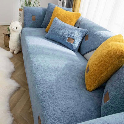 Water-Resistant Plush Faux Sherpa Anti-Slip Sofa Cover