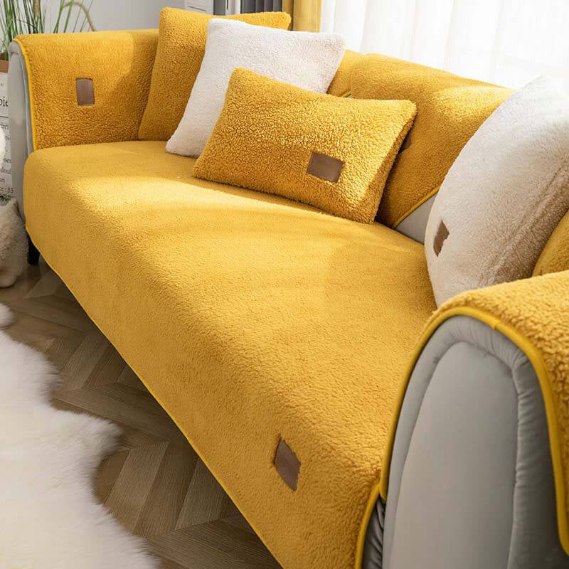 Water-Resistant Plush Faux Sherpa Anti-Slip Sofa Cover