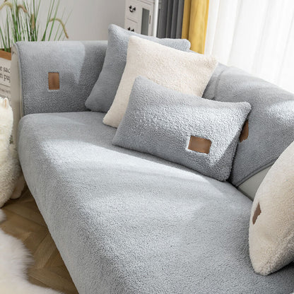 Water-Resistant Plush Faux Sherpa Anti-Slip Sofa Cover