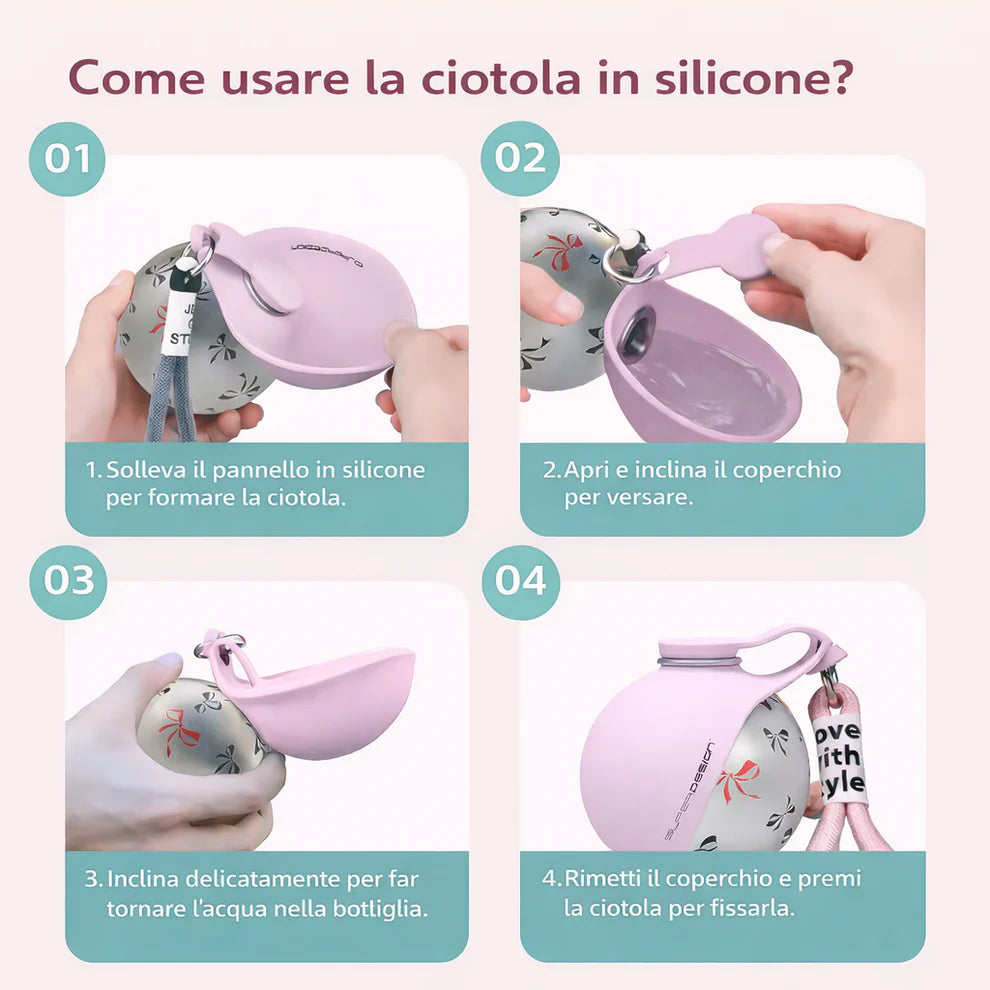 Borraccia per Cani con Ciotola