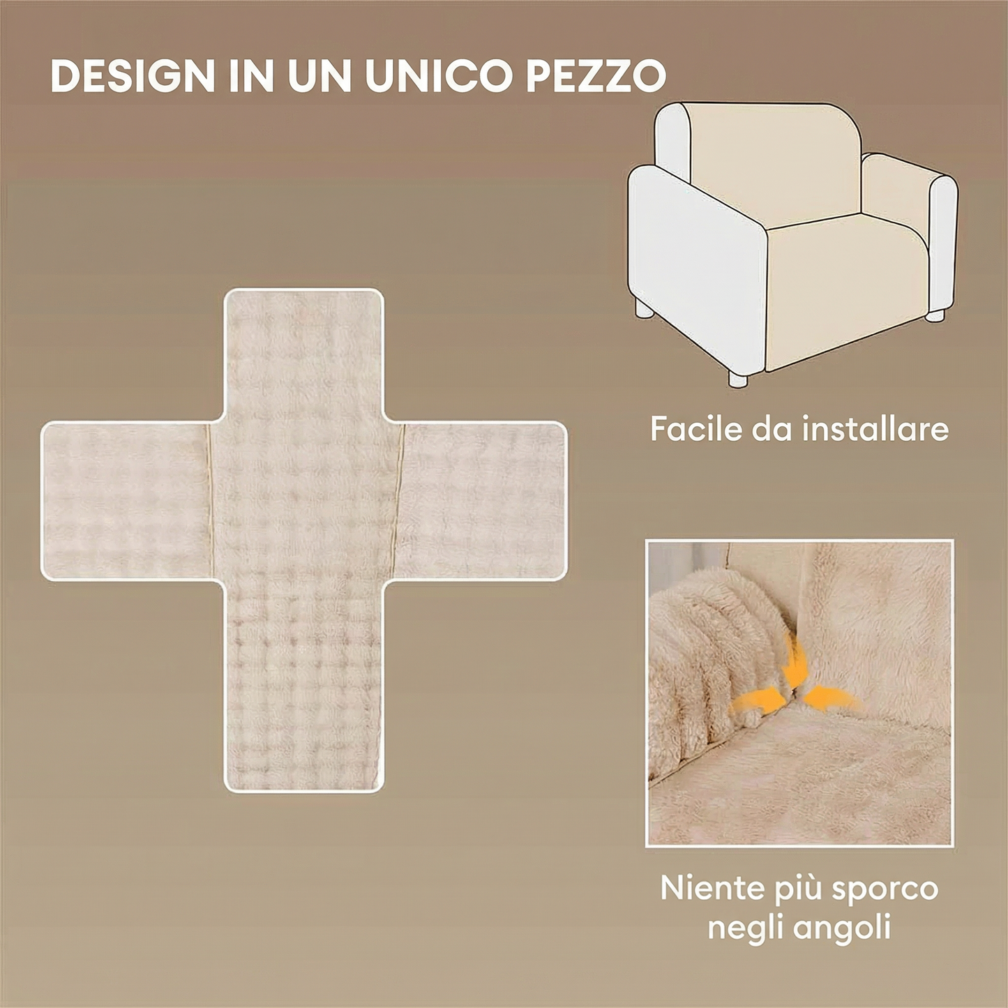 Copridivano Protettivo Pezzo Unico, Morbido con Effetto Peluche, Impermeabile