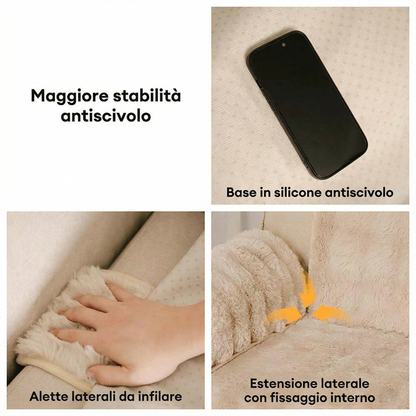 Copridivano Protettivo Pezzo Unico, Morbido con Effetto Peluche, Impermeabile