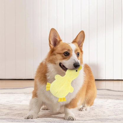 Peluche di anatra carina con fischietto, giocattolo per cani.
