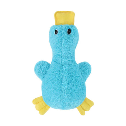 Peluche di anatra carina con fischietto, giocattolo per cani.