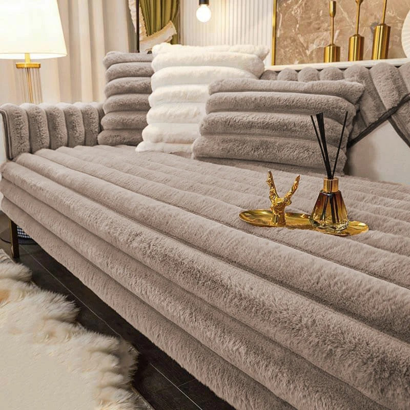 Copridivano in Peluche Spesso a righe Antiscivolo