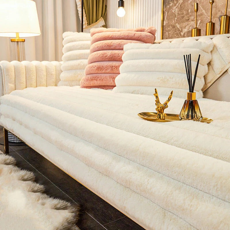 Copridivano in Peluche Spesso a righe Antiscivolo