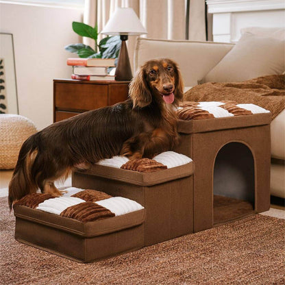 Scaletta Per Cani Artigianale con Motivo a Scacchiera