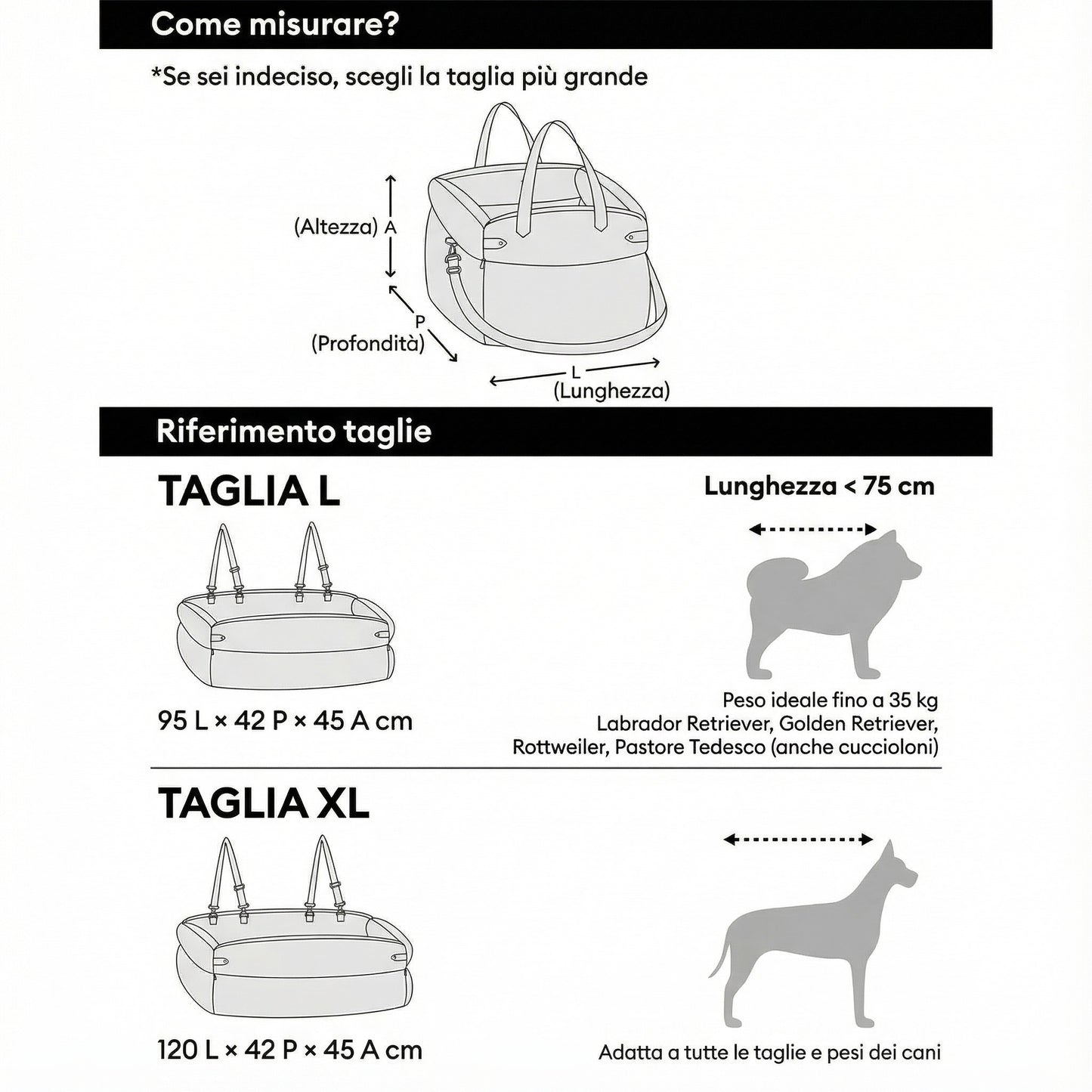 Seggiolino per cani in Pelle con attacco CINTURE - Comfort Urbano