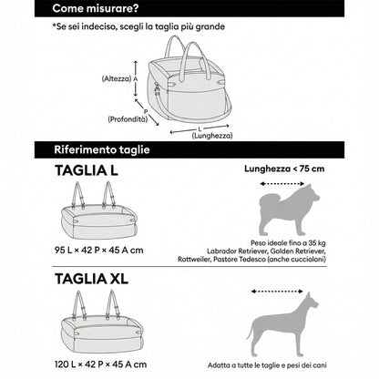 Seggiolino per cani in Pelle con attacco CINTURE - Comfort Urbano