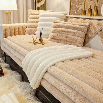 Copridivano in Peluche Spesso a righe Antiscivolo